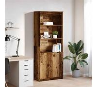 Buffet haut vieux bois 70x35x180 cm bois d ingénierie G