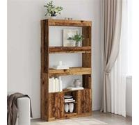 vidaXL Buffet haut vieux bois 92x33x180 cm bois d'ingénierie Marron