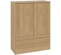 Buffet haut Villeroy & Boch Antao L47000HN avec éclairage, 2 portes, 814 x 1039 x 356 mm, façade lisse, chêne miel / chêne miel