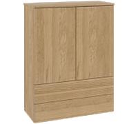Buffet haut Villeroy & Boch Antao L47100HN avec éclairage, 2 portes, 814 x 1039 x 356 mm, façade texturée, Chêne miel / Chêne miel