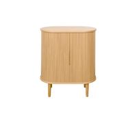 Buffet haut vintage avec portes coulissantes bois clair chêne L70 cm EPIC