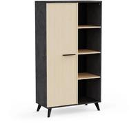 Buffet hauteur 153,9 cm - KENT - Chêne fil / Sidewalk - 1 porte - 4 niches - DEMEYERE