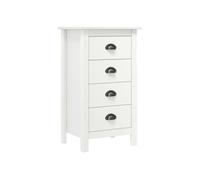 Buffet 4 tiroirs en pin massif blanc, meuble de rangement moderne