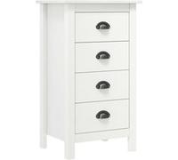 Buffet 4 tiroirs en pin massif blanc, meuble de rangement moderne