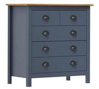 vidaXL Buffet Hill – 5 tiroirs 79x40x80 cm Bois de pin solide Gris