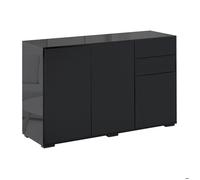 HOMCOM Buffet Meuble de Rangement 2 tiroirs coulissants 3 Portes étagère réglable Panneaux de Particules 117 x 36 x 74 cm Noir