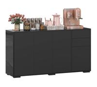 Buffet - HOMCOM - 2 tiroirs coulissants - 4 portes étagère réglable - en bois - 140 x 36 x 74 cm - noir