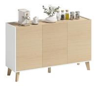 Buffet - HOMCOM - 6 compartiments - 3 portes à fermeture douce - bois - 120x35x73,5cm - blanc et bois naturel