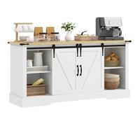 HomCom Buffet 2 portes coulissantes, 3 étagères réglables - 150×40×72 cm - blanc chêne
