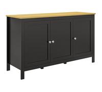 Buffet - HOMCOM - avec 3 portes 2 étagères réglables - plateau aspect bois clair - 120 x 40 x 70 cm - noir