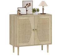 Buffet - HOMCOM - design bohème - double portes avec 2 niveaux - façade en cannage - 80 x 38 x 79 cm - effet bois naturel