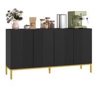 Buffet HOMCOM design contemporain graphique 2 placards porte étagères réglables en bois noir métal doré