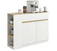 HomCom Buffet meuble de rangement 2 portes, étagère réglable, 2 tiroirs, 110x29,5x82 cm blanc