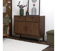 Home Deco Factory Buffet Klaus – 2 portes, 2 tiroirs, finition bois foncé, 106x16x40 cm