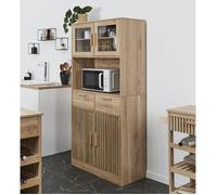 HOME DECO FACTORY - Buffet de Cuisine en Bois avec Étagères - Rangement Optimisé et Design Raffiné pour Cuisine ou Salle à Manger - 80 x 172 x 40 cm - Marron - Modèle Klaus