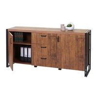 Buffet HWC-A27, Commode Bahut Armoire 80x160x40cm Structure 3D, Couleur Chêne Sauvage Marron