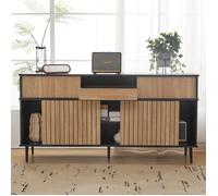 Buffet industriel - 4 portes 1 tiroir - Buffet bas de salon - Armoire de cuisine - 160x40x80 cm - Meuble de rangement - Noir+Bois