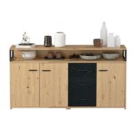 Buffet industriel à trois portes et trois tiroirs Commode Armoire de cuisine armoire polyvalente armoire de rangement-150*35*75.9 cm