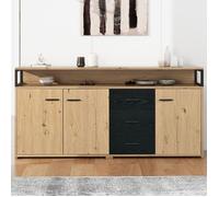 Buffet industriel avec trois portes et trois tiroirs Commode Armoire de cuisine,150× 35 × 75.9cm