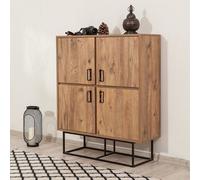 Bresov buffet industriel en bois et métal - 4 portes - 8 rangements