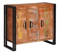 Buffet industriel en bois recyclé - vidaXL - Marron - 80x33x70 cm - Bois massif et métal - 3 portes - Style urbain
