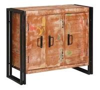 Buffet industriel - vidaXL - Bois recyclé massif - Métal - 80x33x70 cm - 3 portes - Marron - Style urbain