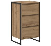 Buffet industriel - vidaXL - Chêne Artisan - Bois d'ingénierie - 42x36x75,5 cm - Pieds en acier - Rangement spacieux