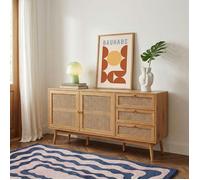 Buffet INES effet chêne et cannage rotin 150cm - Bois