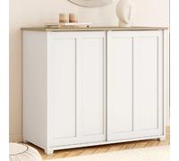 IDMarket - Buffet 100 cm Jango 2 Portes coulissantes Blanc et Plateau Bois