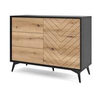 Buffet Jasper KSZ104 - Buffet, couleur chêne évoque/noir, largeur 104 cm, hauteur 77 cm, profondeur 39 cm