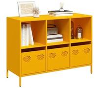 vidaXL Buffet – 101,5x39x73,5 cm – acier laminé à froid – Jaune moutarde