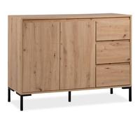 Buffet Korsika 01B - Bois et pieds en métal - Coloris chêne artisan - 2 portes et 3 tiroirs - Style industriel