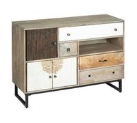 Atmosphera - Buffet Koval Bois de Manguier, 115x40 cm, 4 Tiroirs, 3 Portes, Style Ethnique - pour Salon, Séjour, Chambre