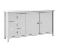 Buffet L.130cm 2 Portes 3 Tiroirs en Pin Massif Blanc - DAVA - ALTOBUY Blanc G
