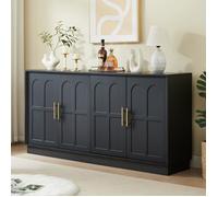 Buffet-LEYTN-169*40*80cm, vitrine avec 4 portes, adapté au salon et à la salle à manger-Noir