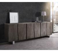 Buffet Live-Edge 220 cm acacia massif platine 6 portes