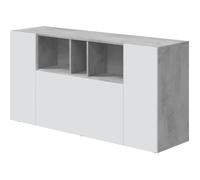 Habitdesign Modèle Loira Buffet 3 portes pour salon, meuble d'appoint, finition gris ciment et Blanc « Artik », dimensions : 150 x 76 x 41 cm (l x H x P).
