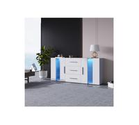 Buffet lumineux à LED, meuble TV moderne blanc, armoire de rangement avec 3 tiroirs et 2 portes, commode pour salon, chambre
