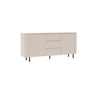 Buffet LYNA 2 portes 3 tiroirs laqué beige coins arrondis pieds métal noir