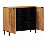 Buffet Mango massif 90 x 33 x 75 cm Marron | Bois de manguier massif, design rustique sans poignées, rangement pratique, finition naturelle