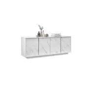 Buffet Marbre Style chic 4 portes MARMO L 180 P 43 H 70 cm Blanc
