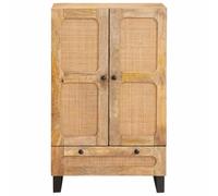 Buffet marron 40 x 33 x 110 cm Bois de manguier massif | Design minimaliste pour salle à manger ou salon, étagères et portes, finition élégante