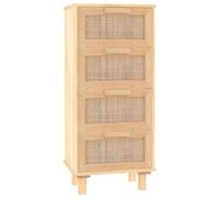Buffet Marron 40x30x90 cm Bois de pin massif et rotin naturel