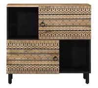 Buffet massif industriel - vidaXL - fer - noir - 2 portes - 80 x 33 5 x 75 cm - bois massif - pour bureau htb25o538