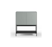 Buffet, meuble de rangement aspect bois avec 2 portes coloris Vert, pieds en métal noir -Longueur 80 x Profondeur 40 x Hauteur 90 cm - -