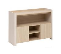 Buffet meuble de rangement avec 1 étagère, 2 placards et 2 niches, Coloris chêne/ivoire - Longueur 110 x Profondeur 40 x Hauteur 80 cm