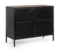 Buffet, meuble de rangement avec 2 portes coloris noir - Longueur 100 x Profondeur 40 x Hauteur 80 cm