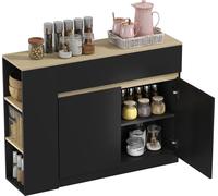 Buffet meuble de rangement avec 2 tiroirs 3 šŠtagššres ouvertes et placard 2 portes 110 x 29,5 x 82 cm noir