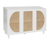 Buffet, meuble de rangement avec 3 portes en bois coloris Blanc, naturel - Longueur 120 x Profondeur 47,5 x Hauteur 85 cm
