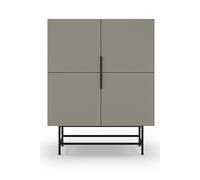 Buffet, meuble de rangement avec 4 portes aspect bois coloris Vert, pieds en métal noir - Longueur 100 x Profondeur 40 x Hauteur 128 cm - -